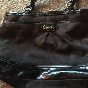 Coach black canvas tote